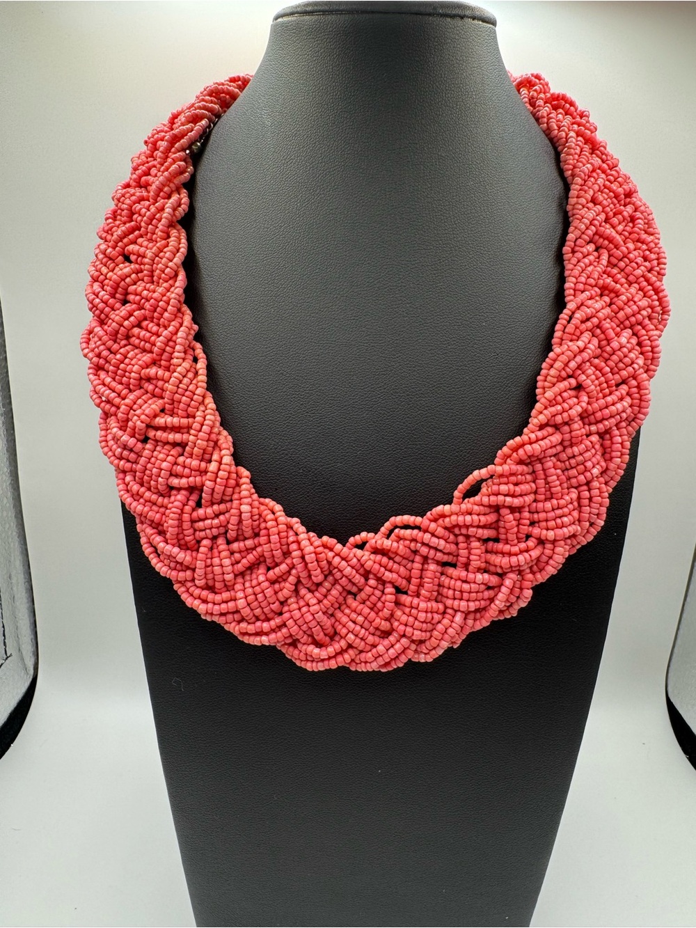 Handwoven Coral Beaded Statement Necklace - Women Jewelry